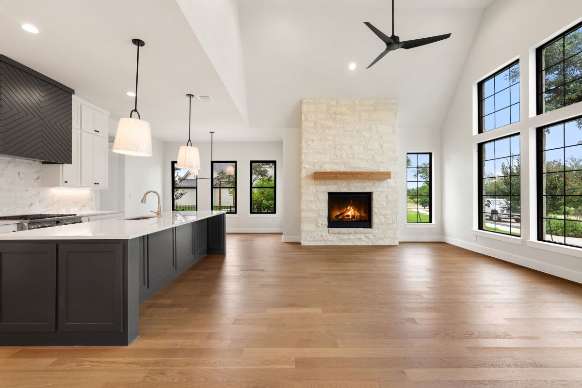 Interior kitchen and dining room view of 464 Heidi Circle, a new home in The Sanctuary built by Southerly Homes.