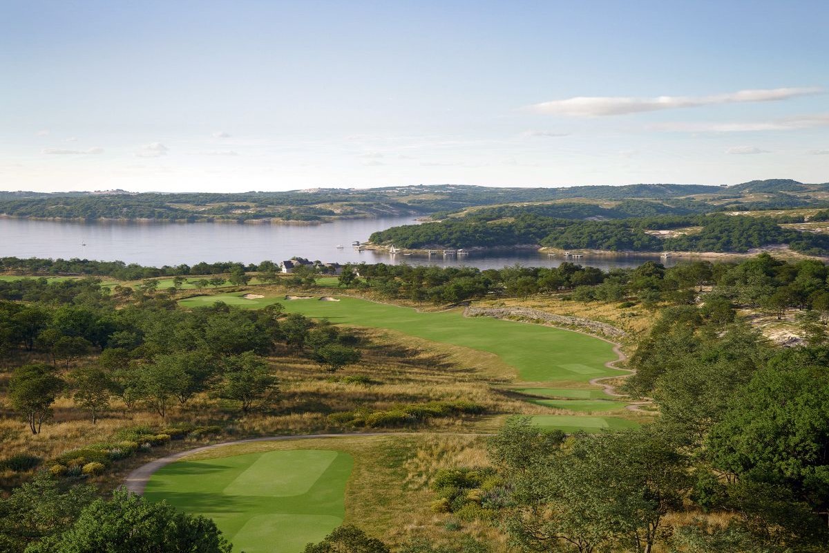 Aerial view of Travis Club in Austin, Texas.
